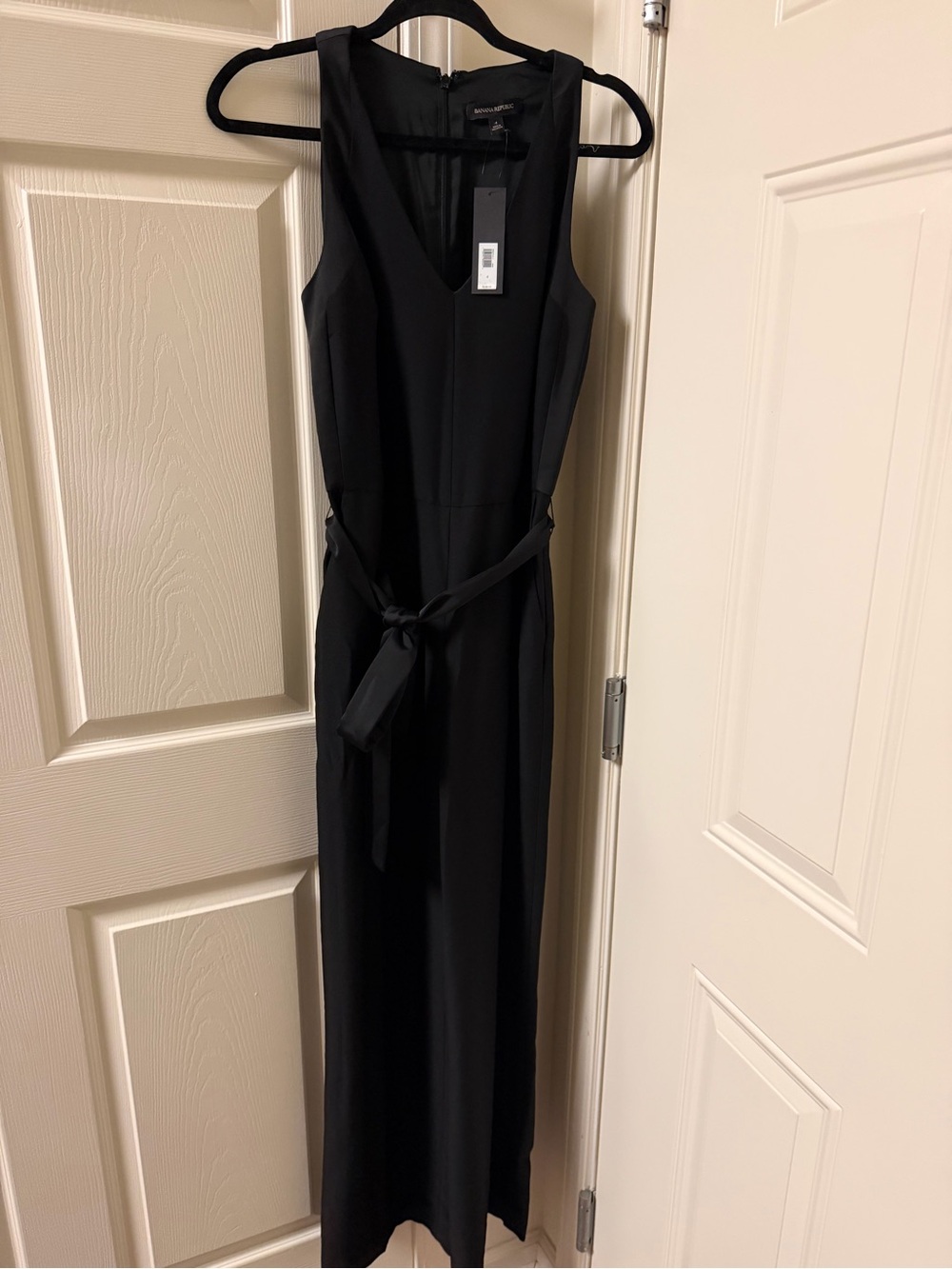 Banana Republic Black Sleeveless Tie-Waist Maxi Pant Jumpsuit